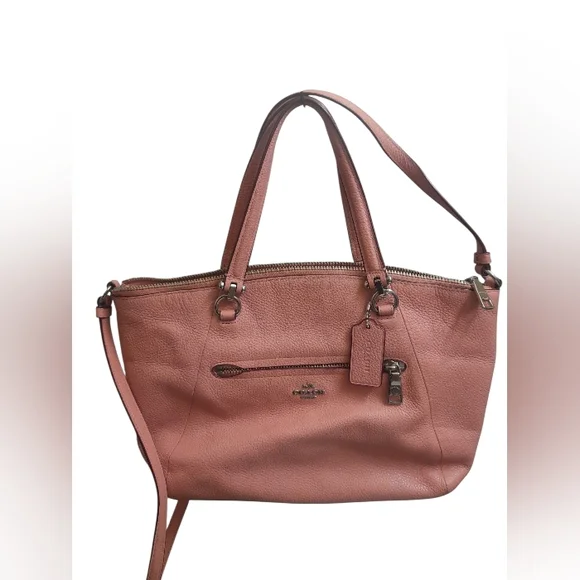 COACH 34340 PRAIRIE SATCHEL PEBBLE LEATHER Crossbody BAG In Coral - Picture 9 of 15